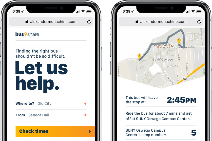 New mobile website for SUNY Oswego bus routes