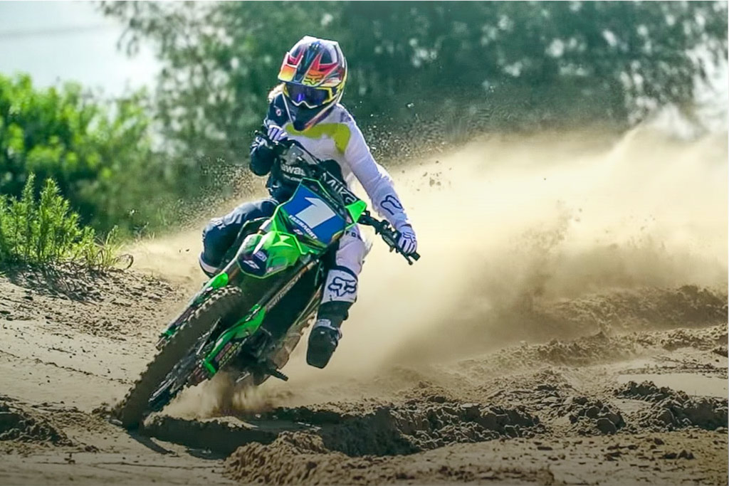 Woman riding a dirt bike